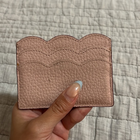 Kate Spade Light Pink Card Holder with Scalloped Edge and Gold Detail - Picture 4 of 5